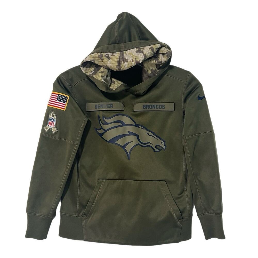 Denver Broncos Nike ThermaFit Salute To Service Kids S Hoodie Sweatshirt Green